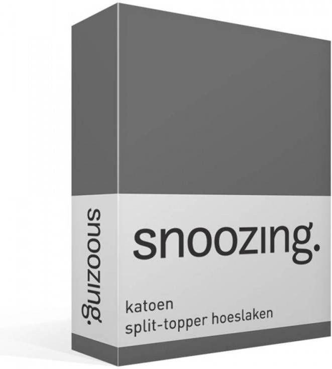 Snoozing Katoen Split topper Hoeslaken Lits jumeaux 180x200 Cm Antraciet