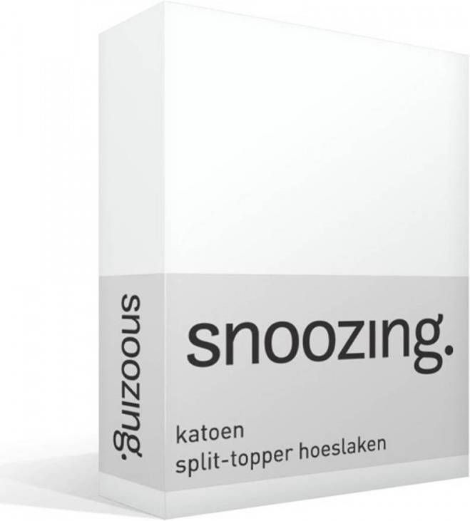 Snoozing Katoen Split topper Hoeslaken Lits jumeaux 200x200 Cm Wit