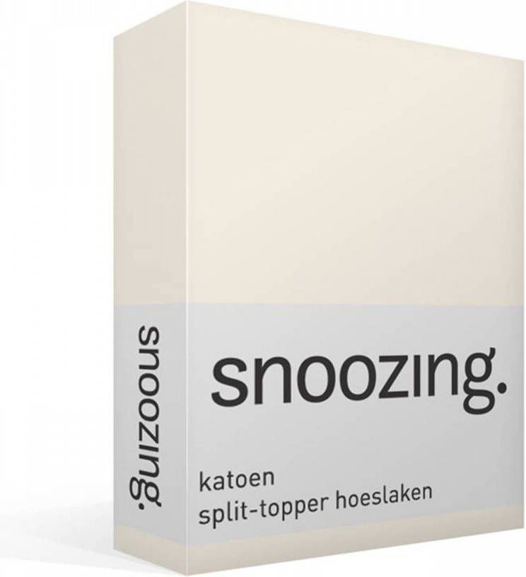 Snoozing Katoen Split topper Hoeslaken Lits jumeaux 200x210/220 Cm Ivoor