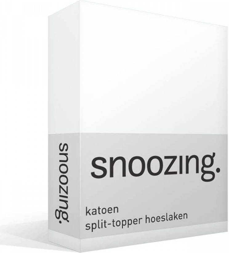 Snoozing Katoen Split topper Hoeslaken Lits jumeaux 200x210/220 Cm Wit