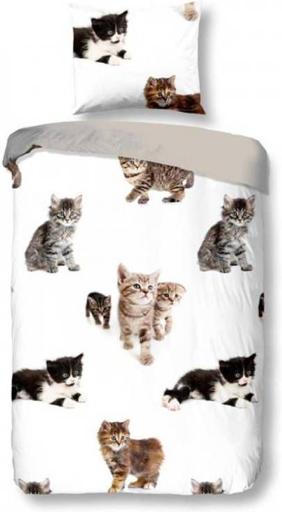 Snoozing Kittens Dekbedovertrek 100% Katoen 1 persoons(140x200/220 Cm + 1 Sloop) 1 Stuk(60x70 Cm) Bruin