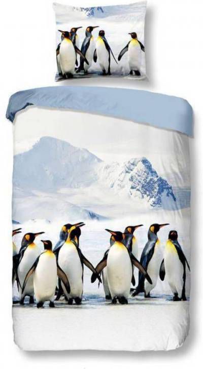 Snoozing Pinguins Dekbedovertrek 100% Katoen 1 persoons(140x200/220 Cm + 1 Sloop) 1 Stuk(60x70 Cm) Blauw