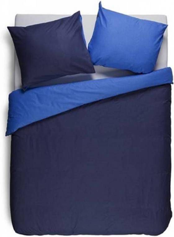 Snoozing Two Tone Dekbedovertrek Lits jumeaux(240x200/220 Cm + 2 Slopen) Katoen Navy/meermin