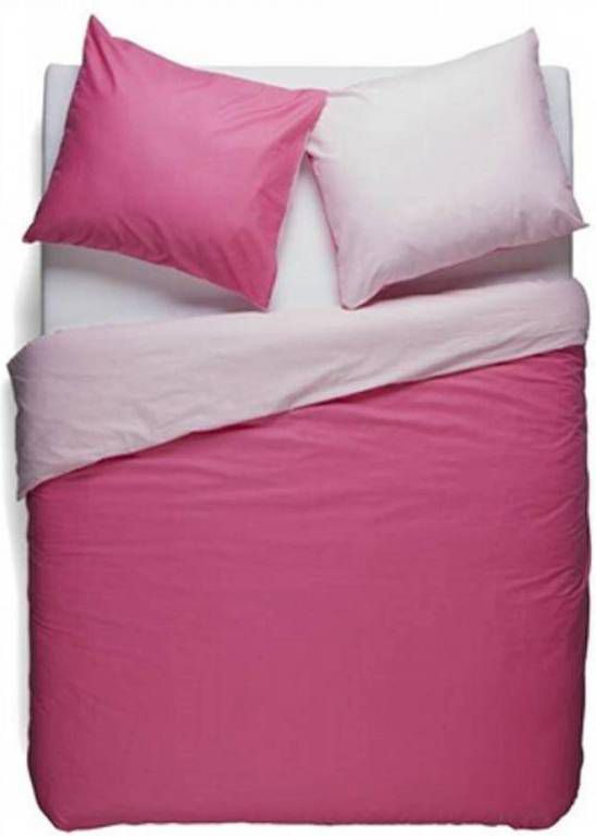 Snoozing Two Tone Dekbedovertrek Lits jumeaux(270x200/220 Cm + 2 Slopen) Katoen Fuchsia/roze