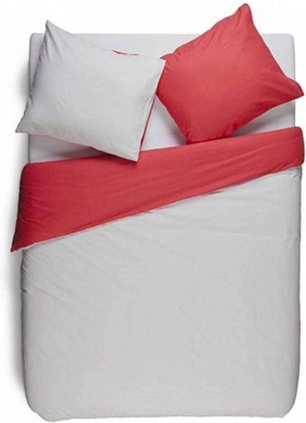 Snoozing Two Tone Dekbedovertrek Lits jumeaux(270x200/220 Cm + 2 Slopen) Katoen Grijs/rood