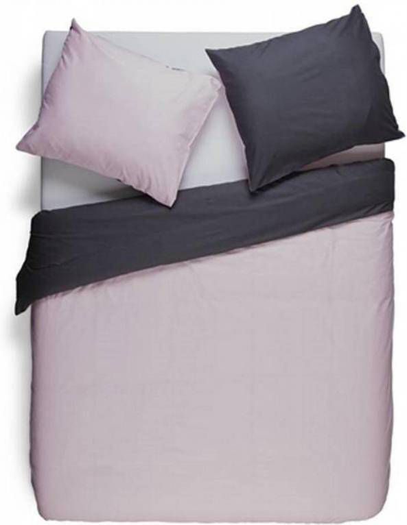 Snoozing Two Tone Dekbedovertrek Lits jumeaux(270x200/220 Cm + 2 Slopen) Katoen Roze/antraciet