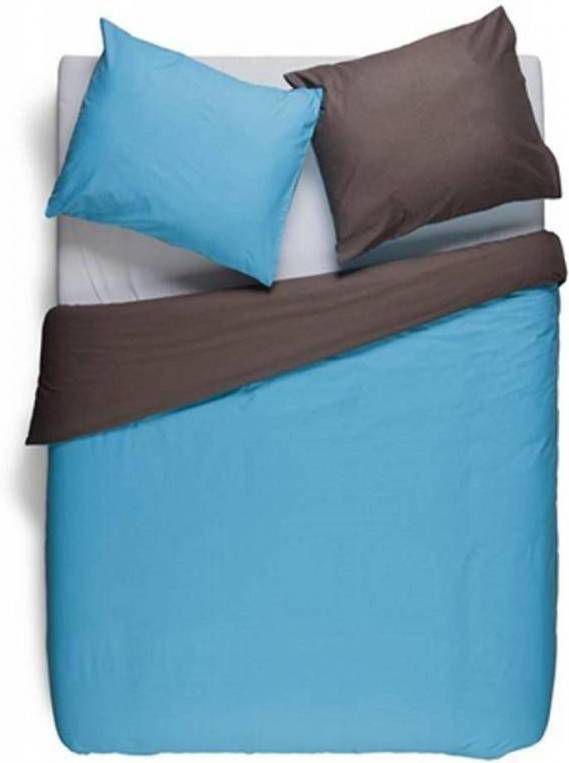 Snoozing Two Tone Dekbedovertrek Lits jumeaux(270x200/220 Cm + 2 Slopen) Katoen Turquoise/bruin