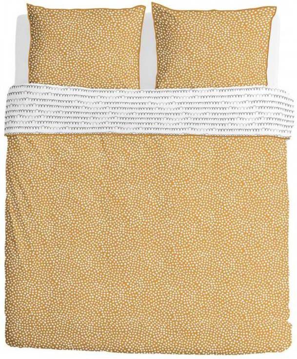 Walra Dots & Doodles Dekbedovertrek 2-persoons (200x200/220 Cm + 2 Slopen) Flanel Okergeel