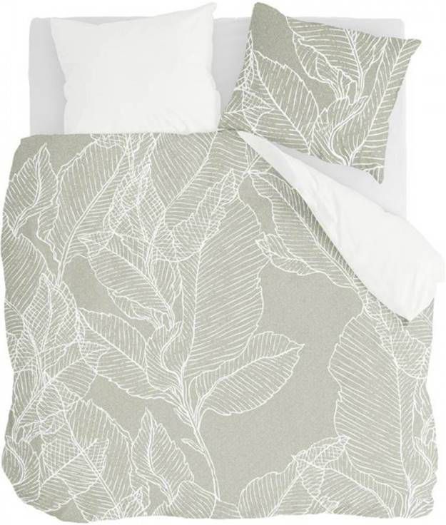 Walra Leaves & Trees Dekbedovertrek Lits jumeaux(240x200/220 Cm + 2 Slopen) Flanel Olijfgroen