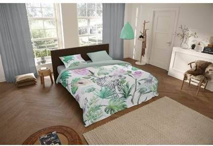 Descanso Volterra Dekbedovertrek Lits jumeaux(240x200/220 Cm + 2 Slopen) Katoen Satijn Groen