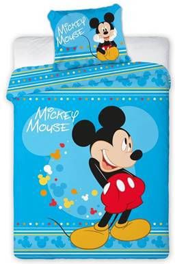 Disney Mickey Dekbedovertrek 100% Microvezel 1 persoons(140x200 Cm + 1 Sloop) 1 Stuk(60x70 Cm) Blauw