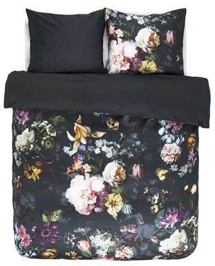 Essenza Fleur Dekbedovertrek 100% Katoen satijn 1 persoons(140x200/220 Cm + 1 Sloop) 1 Stuk(60x70 Cm) Zwart