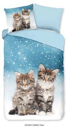 Good Morning Flanel Dekbedovertrek Family Blauw 1 persoons 140x200/220 Cm