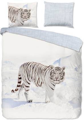 Good Morning Dekbedovertrek Flanel Sneeuwtijger lits jumeaux(240 X 200/220 Cm )