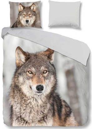 Inventum Good Morning dekbedovertrek Wolf multikleur 200x200/220 cm Leen Bakker