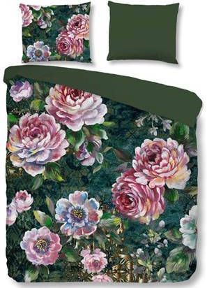 Good Morning Fleur Dekbedovertrek Lits jumeaux(240x200/220 Cm + 2 Slopen) Katoen Groen