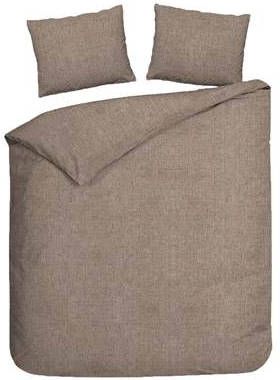 Heckett & Lane Flanel Dekbedovertrek Franela Taupe Lits jumeaux Xl 260x200/220 Cm