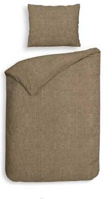 Heckett & Lane Flanel Dekbedovertrek Franela Simply Taupe Lits jumeaux Xl 260x200/220 Cm