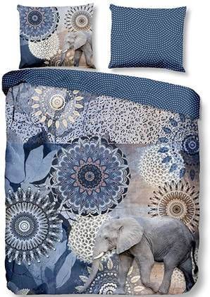 HIP Bjirke Flanel Dekbedovertrek 1 persoons(140x200/220 Cm + 1 Sloop) Flanel Blauw