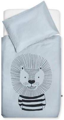 jollein  dekbedovertrek en kussenhoes Wild Animals soft blue 140x200cm Blauw Gr.140x200 cm
