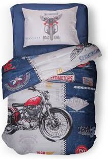 Linnick Kinder Dekbedovertrek 100% Katoen Road King Navy 140x200cm