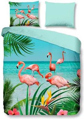 Pure Flamingo Dekbedovertrek 2 persoons(200x200/220 Cm + 2 Slopen) Microvezel Multi
