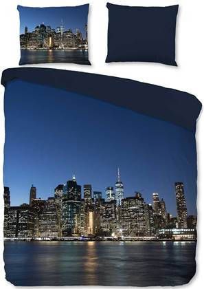 Pure Ny City Dekbedovertrek Lits jumeaux(240x200/220 Cm + 2 Slopen) Microvezel Blauw