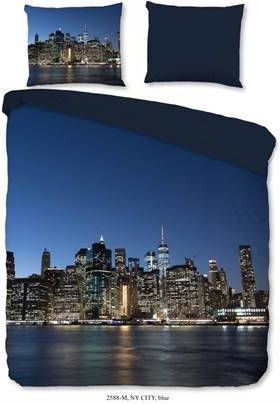Pure Ny City Dekbedovertrek 1 persoons(140x200/220 Cm + 1 Sloop) Microvezel Blauw