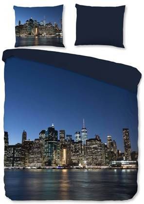 Pure Ny City Dekbedovertrek 2 persoons(200x200/220 Cm + 2 Slopen) Microvezel Blauw
