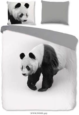 Pure dekbedovertrek Panda grijs 240x200/220 cm Leen Bakker