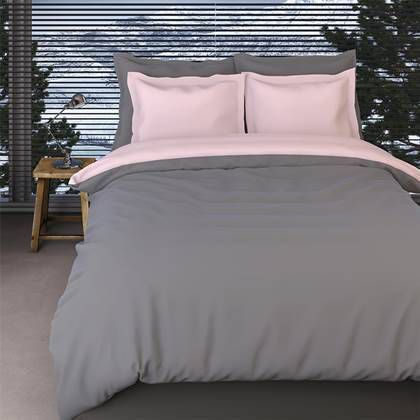 Romanette Flanellen Dekbedovertrek Comtesse Antraciet Roze 240x200/220