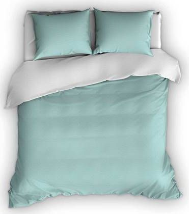 Romanette Flanellen Dekbedovertrek Comtesse Misty Green/Wit 200x200/220