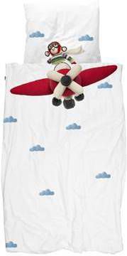 Snurk Monkey Airplane dekbedovertrekset van katoen  inclusief kussenslopen