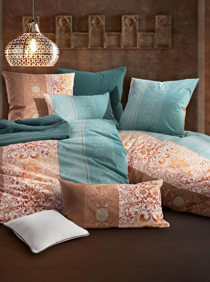 Bedtextiel in terracotta/turquoise van heine home