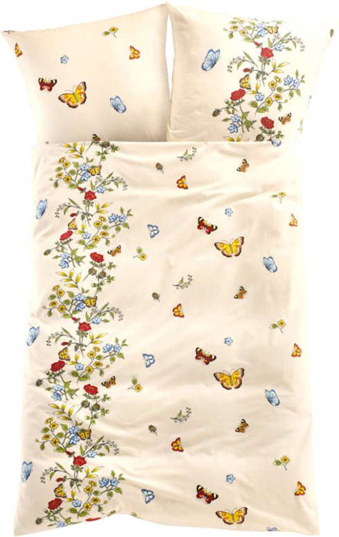 Webschatz 2 delige set bedlinnen Bloemenweide Ecru, 2 delige set bedlinnen Bloemenweide Bruin, 2 delige set bedlinnen Bloemenweide Terracotta, 2 delige set bedlinnen Bloemenweide Lichtblauw