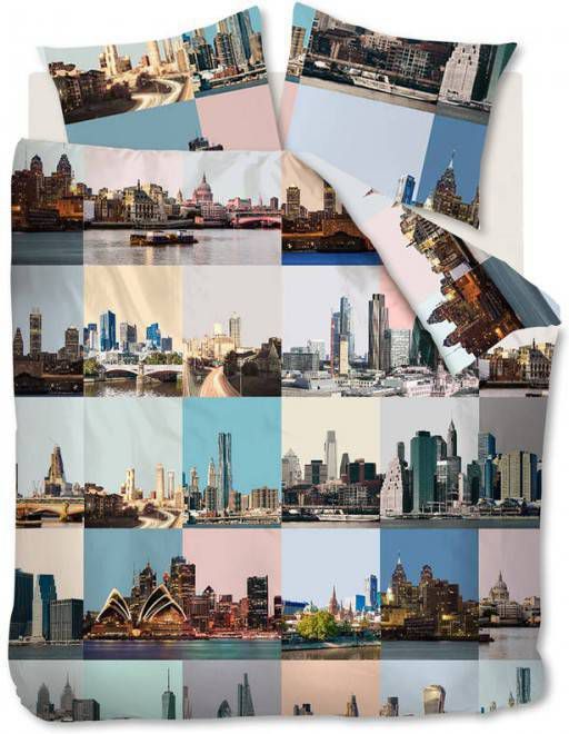 Ambiante dekbedovertrek City Fragments roze 240x200/220 cm Leen Bakker