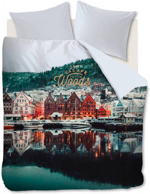 Ambiante dekbedovertrek Escape blauw 200x200/220 cm Leen Bakker