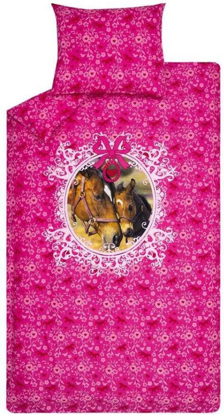 Ambiante dekbedovertrek Lovely Horses roze 140x200/220 cm Leen Bakker