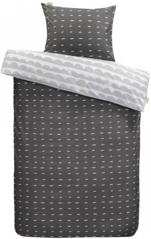 Walra dekbedovertrek More dashes antraciet 140x200/220 cm Leen Bakker