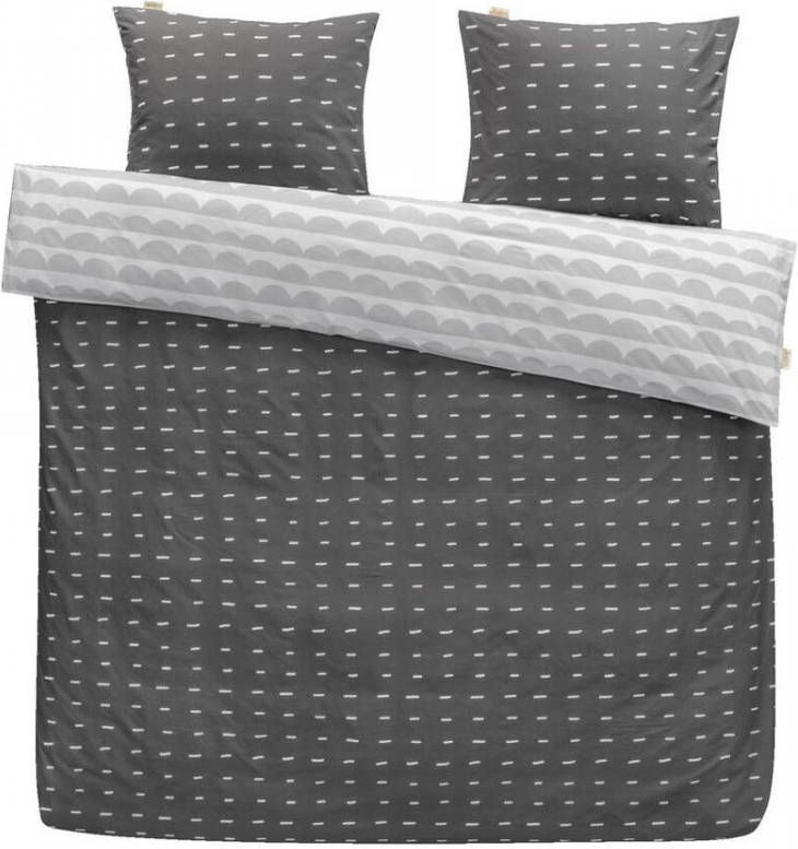 Walra dekbedovertrek More dashes antraciet 200x200/220 cm Leen Bakker
