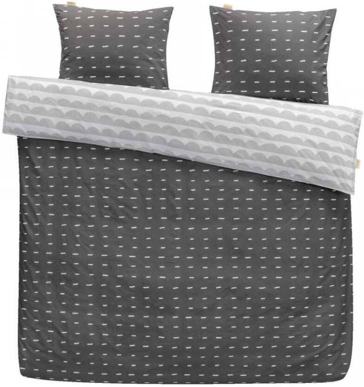 Walra dekbedovertrek More dashes antraciet 240x200/220 cm Leen Bakker