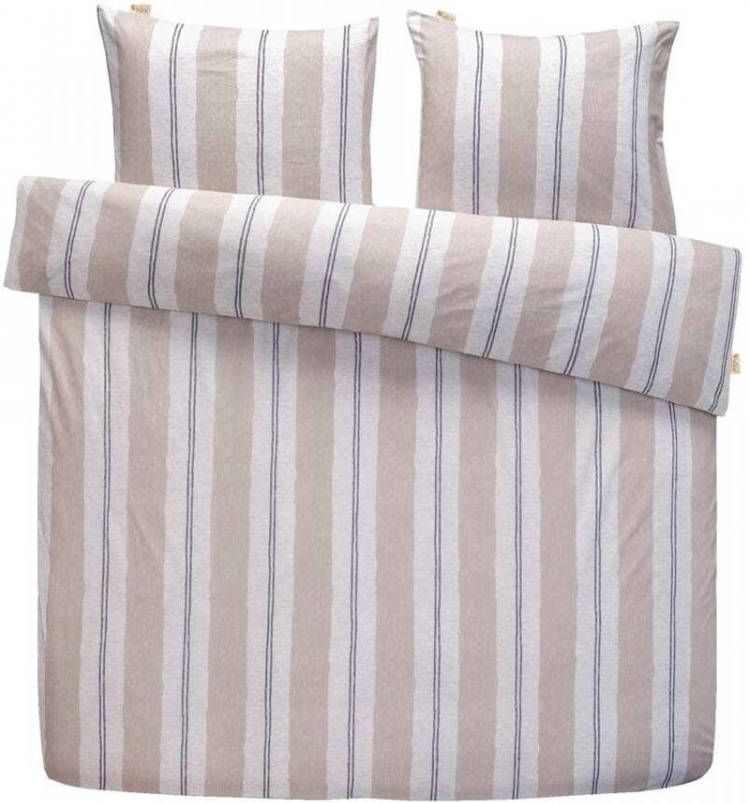 Walra dekbedovertrek Remade nautic stripes beige 200x200/220 cm Leen Bakker