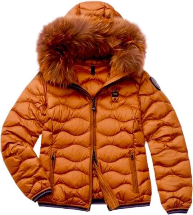 Blauer Gewatteerde Jassen Oranje Dames