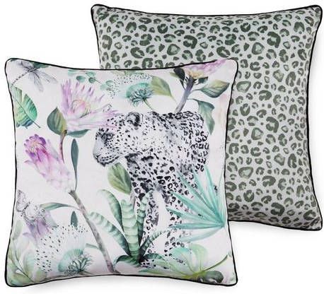 Descanso Sierkussen Volterra met bloemenprint en jachtluipaard(1 stuk )