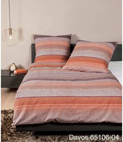 Janine Overtrekset Davos 65106 dekbedovertrek geschikt voor zomer en winter, strepen met een ritssluiting