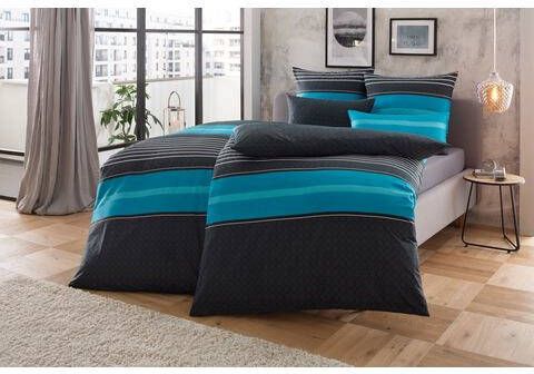 my home Overtrekset Circle dekbedovertrek met streepdesign, Öko TEX® gecertificeerd Linonkwaliteit, streepdessin(2 delig )