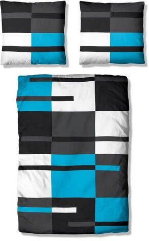 my home Overtrekset Meggi in linon(100% katoen)kwaliteit, afm. 135x200 cm, 155x220 cm, moderne dekbedovertrek, met ruiten en horizontale strepen, kinder -, tienerbeddengoed, maar ook voor volwassenen, sloop en dekbedovertrek met knopen Linonkwaliteit, ruitmotief(2 delig )