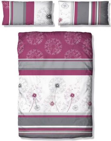 my home Overtrekset Millas Linonkwaliteit, streepdessin met bloemen(2 delig )
