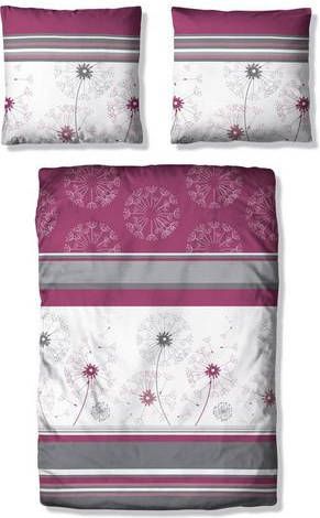 my home Overtrekset Millas Linonkwaliteit, streepdessin met bloemen(2 delig )