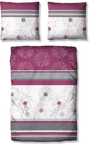 my home Overtrekset Millas Linonkwaliteit, streepdessin met bloemen(2 delig )